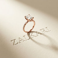2.95CTW Radiant Cut Elegant Engraved Lab Grown Engagement Ring For Women Rose Gold