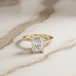 2.95CTW Radiant Cut Elegant Engraved Lab Grown Engagement Ring For Women Gold