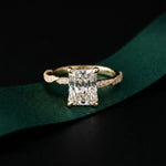 2.95CTW Radiant Cut Elegant Engraved Lab Grown Engagement Ring For Women Gold