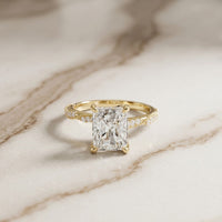 2.95CTW Radiant Cut Elegant Engraved Lab Grown Engagement Ring For Women Gold