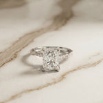 2.95CTW Radiant Cut Elegant Engraved Lab Grown Engagement Ring For Women White