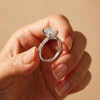 2.95CTW Radiant Cut Elegant Engraved Lab Grown Engagement Ring For Women White