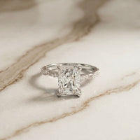2.95CTW Radiant Cut Elegant Engraved Lab Grown Engagement Ring For Women White