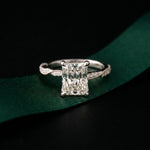 2.95CTW Radiant Cut Elegant Engraved Lab Grown Engagement Ring For Women White