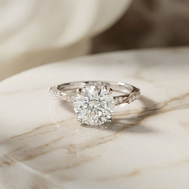 2.95CTW Round Cut Timeless Vintage Lab Grown Diamond Ring For Women White