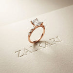 2.35CTW Emerald Cut Pear Side Stone Lab Grown Diamond Ring For Women Rose Gold