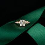 2.35CTW Emerald Cut Pear Side Stone Lab Grown Diamond Ring For Women Rose Gold