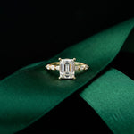 2.35CTW Emerald Cut Pear Side Stone Lab Grown Diamond Ring For Women Gold