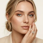 2.35CTW Emerald Cut Pear Side Stone Lab Grown Diamond Ring For Women Gold