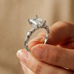 2.35CTW Emerald Cut Pear Side Stone Lab Grown Diamond Ring For Women White