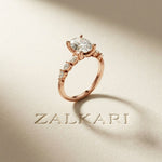 2.35CTW Oval Cut Pear Accent Lab Grown Diamond Ring For Women Rose Gold