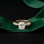 2.35CTW Oval Cut Pear Accent Lab Grown Diamond Ring For Women Rose Gold