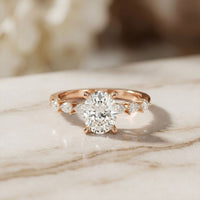 2.35CTW Oval Cut Pear Accent Lab Grown Diamond Ring For Women Rose Gold