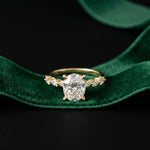 2.35CTW Oval Cut Pear Accent Lab Grown Diamond Ring For Women Gold