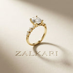 2.35CTW Oval Cut Pear Accent Lab Grown Diamond Ring For Women Gold