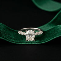2.35CTW Oval Cut Pear Accent Lab Grown Diamond Ring For Women White