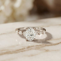 2.35CTW Oval Cut Pear Accent Lab Grown Diamond Ring For Women White