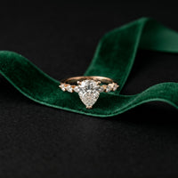 2.35CTW Pear Cut Elegant Side Stone Lab Grown Diamond Ring For Women Rose Gold