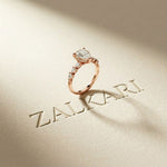 2.35CTW Pear Cut Elegant Side Stone Lab Grown Diamond Ring For Women Rose Gold