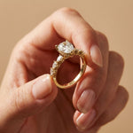 2.35CTW Pear Cut Elegant Side Stone Lab Grown Diamond Ring For Women Gold