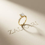 2.35CTW Pear Cut Elegant Side Stone Lab Grown Diamond Ring For Women Gold