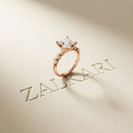 2.35CTW Princess Cut Pear Accent Lab Grown Diamond Ring For Women Rose Gold
