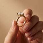 2.35CTW Princess Cut Pear Accent Lab Grown Diamond Ring For Women Gold