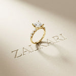 2.35CTW Princess Cut Pear Accent Lab Grown Diamond Ring For Women Gold
