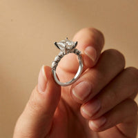 2.35CTW Princess Cut Pear Accent Lab Grown Diamond Ring For Women White