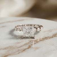 2.35CTW Princess Cut Pear Accent Lab Grown Diamond Ring For Women White