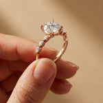 2.35CTW Round Cut Pear Shoulder Lab Grown Diamond Ring For Women Rose Gold
