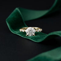 2.35CTW Round Cut Pear Shoulder Lab Grown Diamond Ring For Women Gold