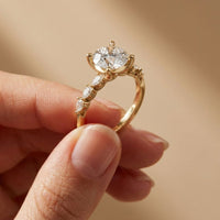 2.35CTW Round Cut Pear Shoulder Lab Grown Diamond Ring For Women Gold