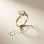 2.35CTW Round Cut Pear Shoulder Lab Grown Diamond Ring For Women Gold