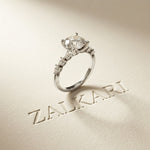 2.35CTW Round Cut Pear Shoulder Lab Grown Diamond Ring For Women White