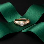 0.35CTW Round Cut Geometric Accent Lab Grown Diamon Ring For Women Rose Gold