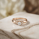 0.35CTW Round Cut Geometric Accent Lab Grown Diamon Ring For Women Rose Gold