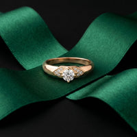 0.35CTW Round Cut Geometric Accent Lab Grown Diamon Ring For Women Rose Gold
