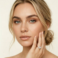 0.35CTW Round Cut Geometric Accent Lab Grown Diamon Ring For Women Rose Gold