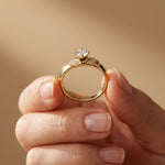 0.35CTW Round Cut Geometric Accent Lab Grown Diamon Ring For Women Gold