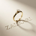 0.35CTW Round Cut Geometric Accent Lab Grown Diamon Ring For Women Gold