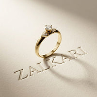 0.35CTW Round Cut Geometric Accent Lab Grown Diamon Ring For Women Gold