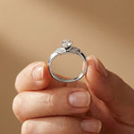 0.35CTW Round Cut Geometric Accent Lab Grown Diamon Ring For Women White