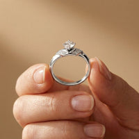 0.35CTW Round Cut Geometric Accent Lab Grown Diamon Ring For Women White