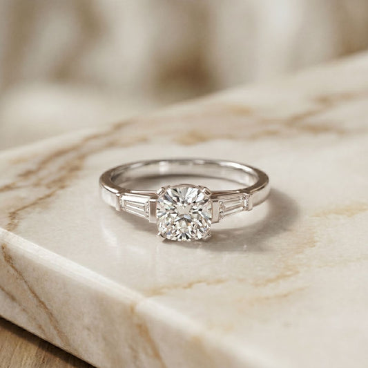 Cushion Lab Grown Diamond Arista Three Stone Ring For Her