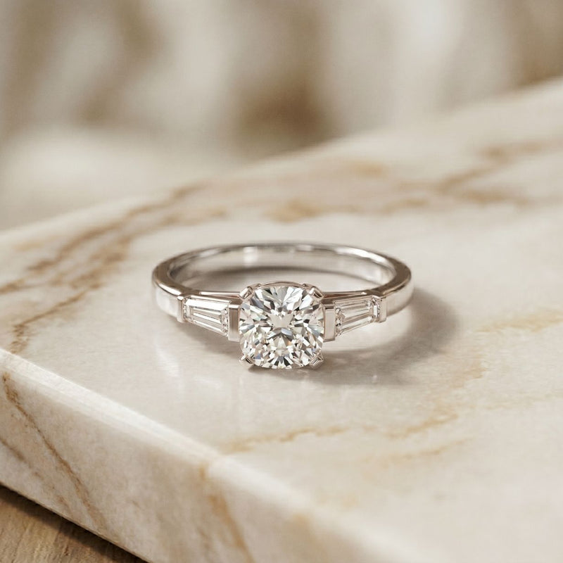 Cushion Lab Grown Diamond Arista Three Stone Ring For Her