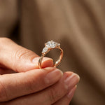 Round Lab Grown Diamond Elara Three Stone Ring For Her