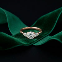 Round Lab Grown Diamond Elara Three Stone Ring For Her