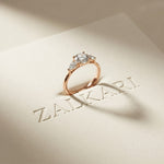 Round Lab Grown Diamond Elara Three Stone Ring For Her