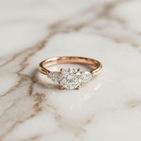 Round Lab Grown Diamond Elara Three Stone Ring For Her